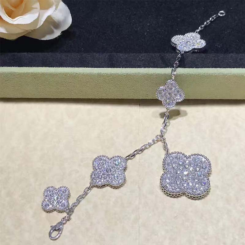 [Eternal Jewelry]CLOVER 6 MOTIFS SILVER DIAMOND BRACELET