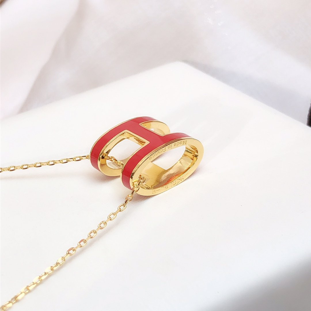 [Eternal Jewelry]HM CLIC RED ENAMEL GOLD NECKLACE