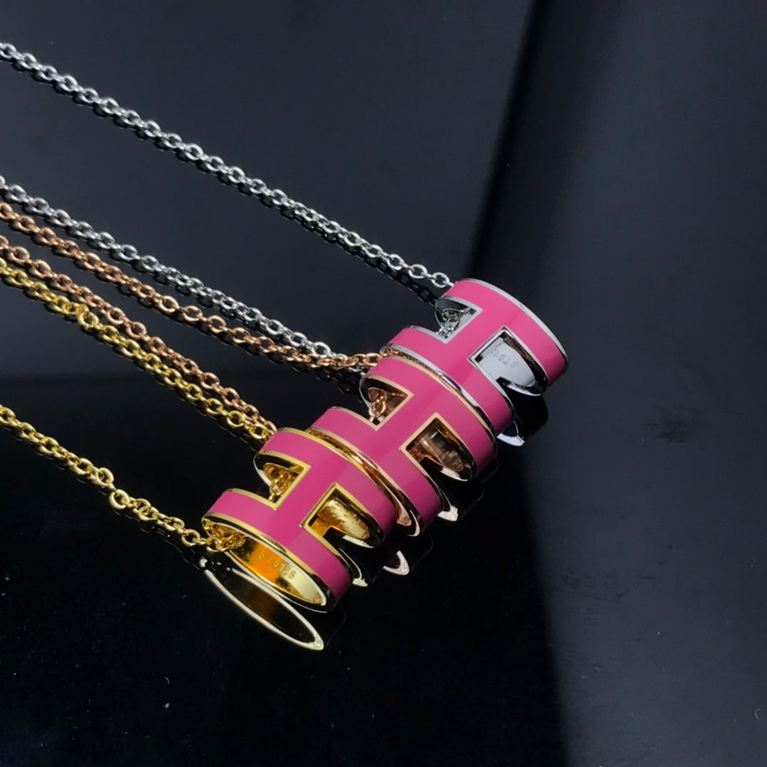 [Eternal Jewelry]H NECKLACE PINK