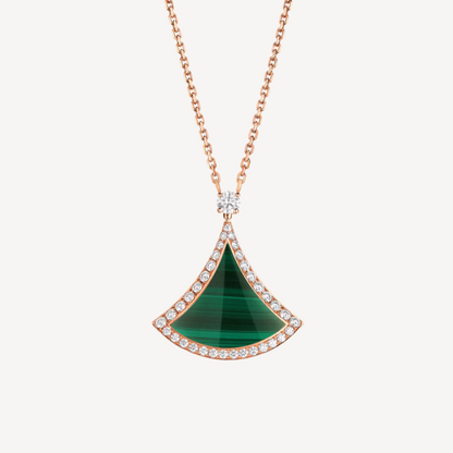 [Eternal Jewelry]DREAM MALACHITE DIAMOND PAVED PINK GOLD NECKLACE