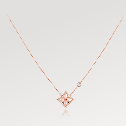 [Eternal Jewelry]STAR PINK MOP 1 DIAMOND PINK GOLD NECKLACE