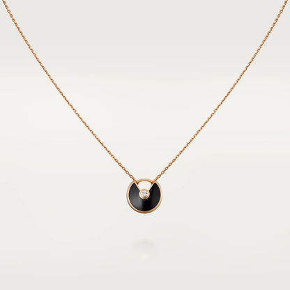 [Eternal Jewelry]AMULETTE ROSE GOLD ONYX NECKLACE