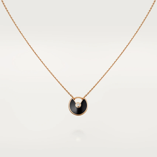 [Eternal Jewelry]AMULETTE ROSE GOLD ONYX NECKLACE