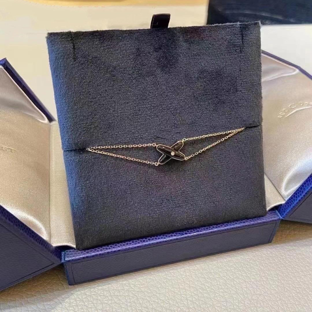 [Eternal Jewelry]JEUX BRACELET ONYX PINK GOLD 1 DIAMOND