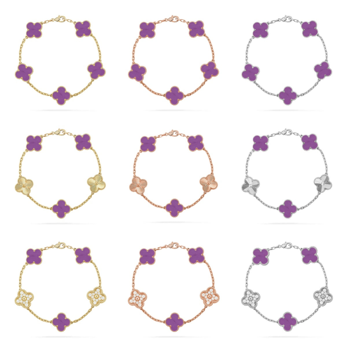 [Eternal Jewelry] CLOVER 5 MOTIF VIOLET BRACELET COLLECTION