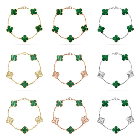 [Eternal Jewelry] CLOVER 5 MOTIF MALACHITE BRACELET COLLECTION