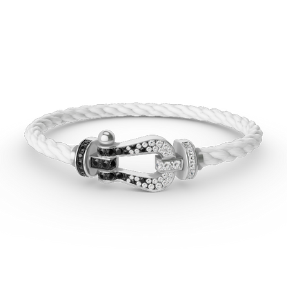 [Eternal Jewelry]FORCE LARGE HORSESHOE BLACK WHITE DIAMOND BRACELET SILVER