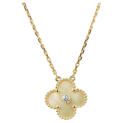 [Eternal Jewelry]CLOVER 15MM DIAMOND GOLD MOTHER OF PEARL NECKLACE