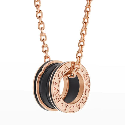 [Eternal Jewelry]ZERO 1 BLACK CERAMIC PINK GOLD NECKLACE