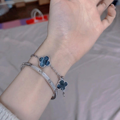 [Eternal Jewelry]CLOVER 5 MOTIF PIETERSITE SILVER BRACELET