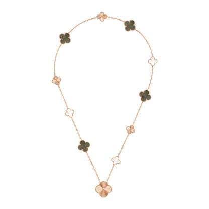 [Eternal Jewelry]DETACHABLE CLOVER 15(11+4) FLOWER ROSE GOLD NECKLACE SET