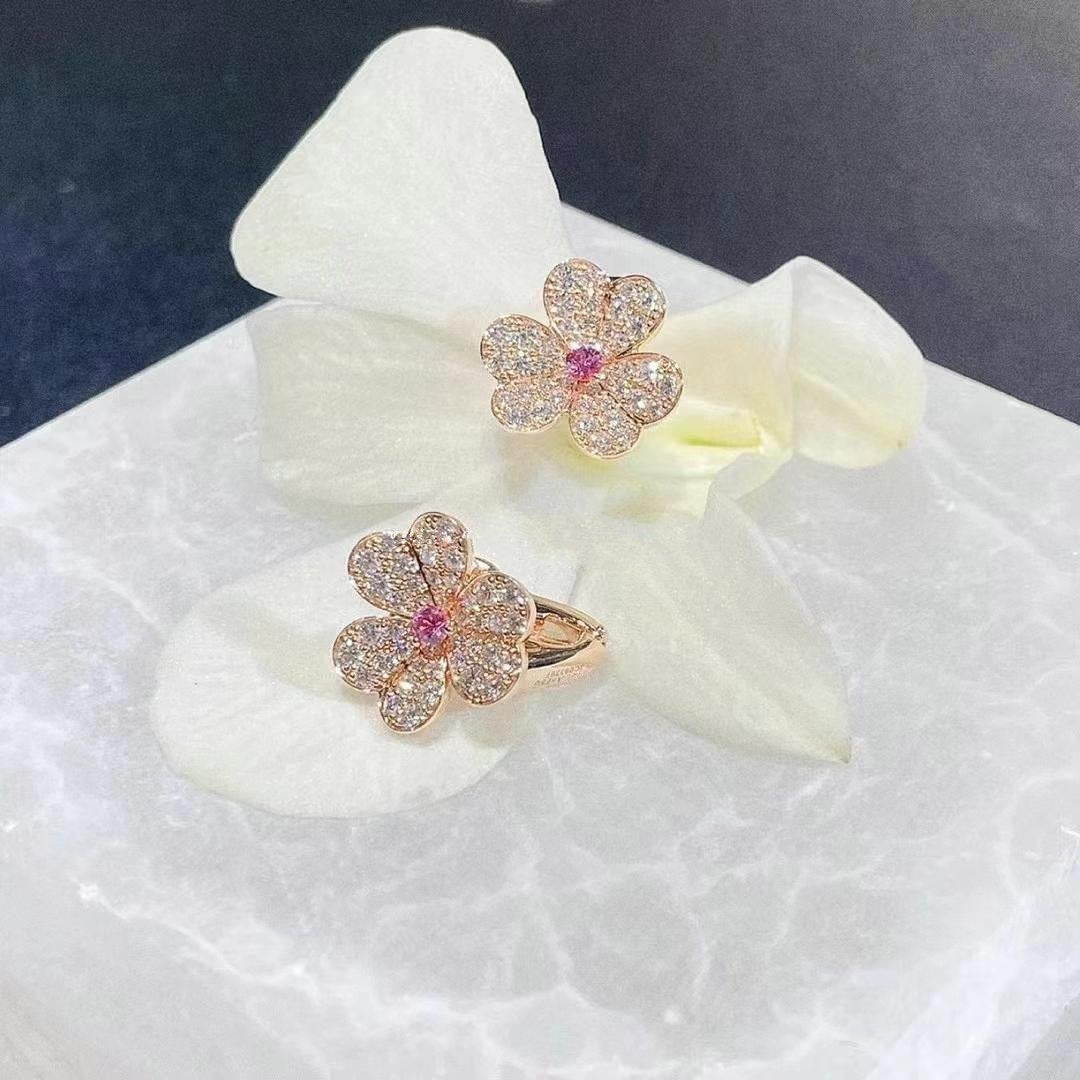 [Eternal Jewelry]FRIVOLE PINK GOLD FLOWER DIAMOND EARRINGS