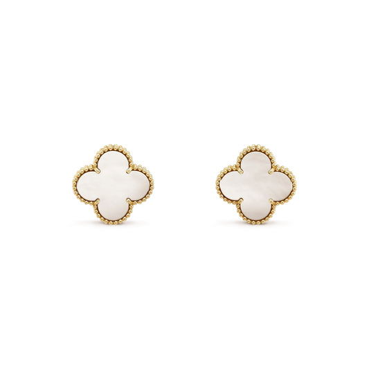[Eternal Jewelry]CLOVER MEDIUM 1 MOTIFS  WHITE MOP STUD EARRINGS