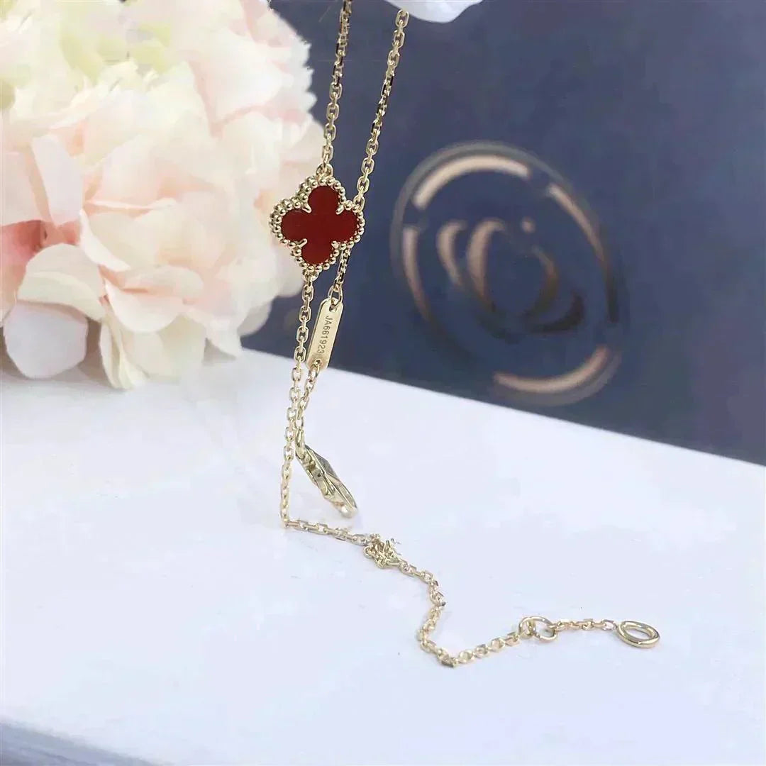 [Eternal Jewelry]CLOVER  CARNELIAN SINGLE FLOWER BRACELET