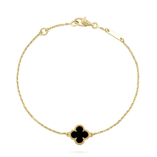 [Eternal Jewelry]CLOVER ONYX SINGLE FLOWER BRACELET