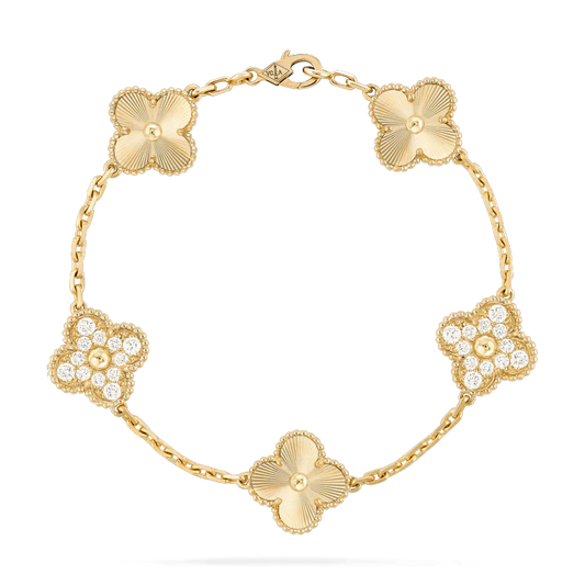 [Eternal Jewelry]CLOVER BRACELET 5 MOTIFS GOLD DIAMOND