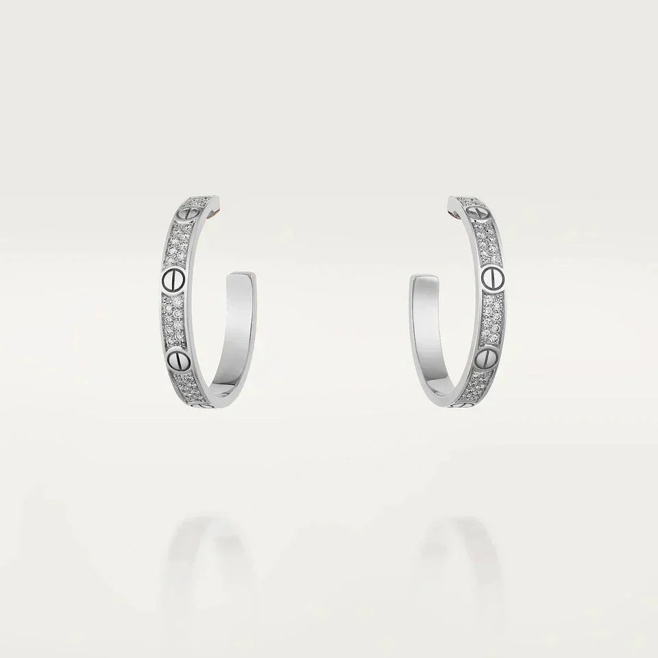 [Eternal Jewelry]LOVE DIAMOND SILVER HOOP EARRINGS