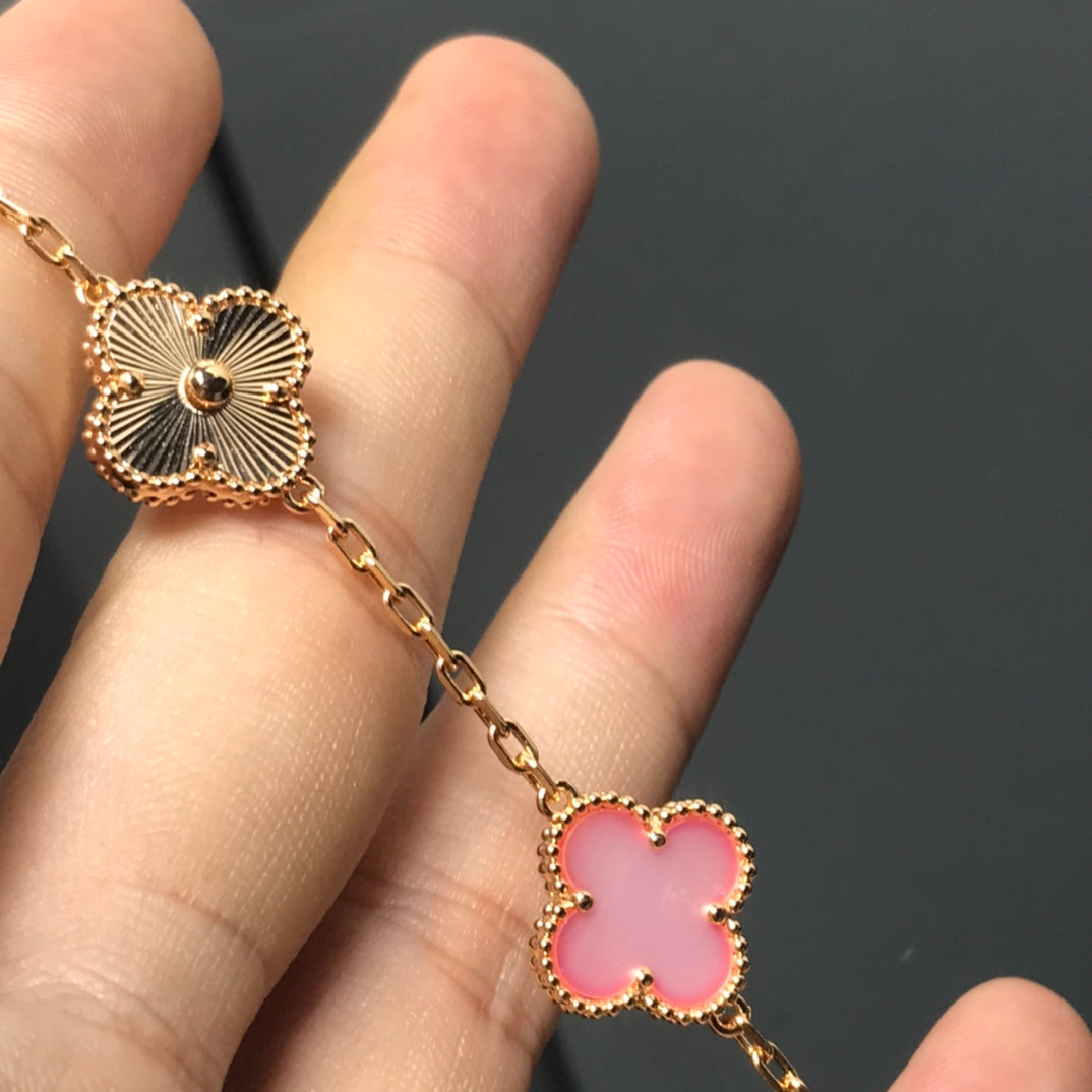 [Eternal Jewelry]CLOVER BRACELET 5 MOTIF PINK AND PINK GOLD